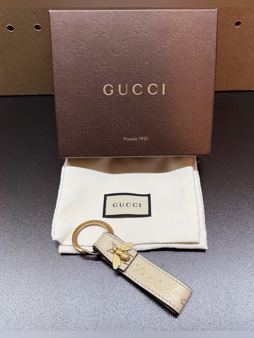 Gucci Bee Leather Keychain